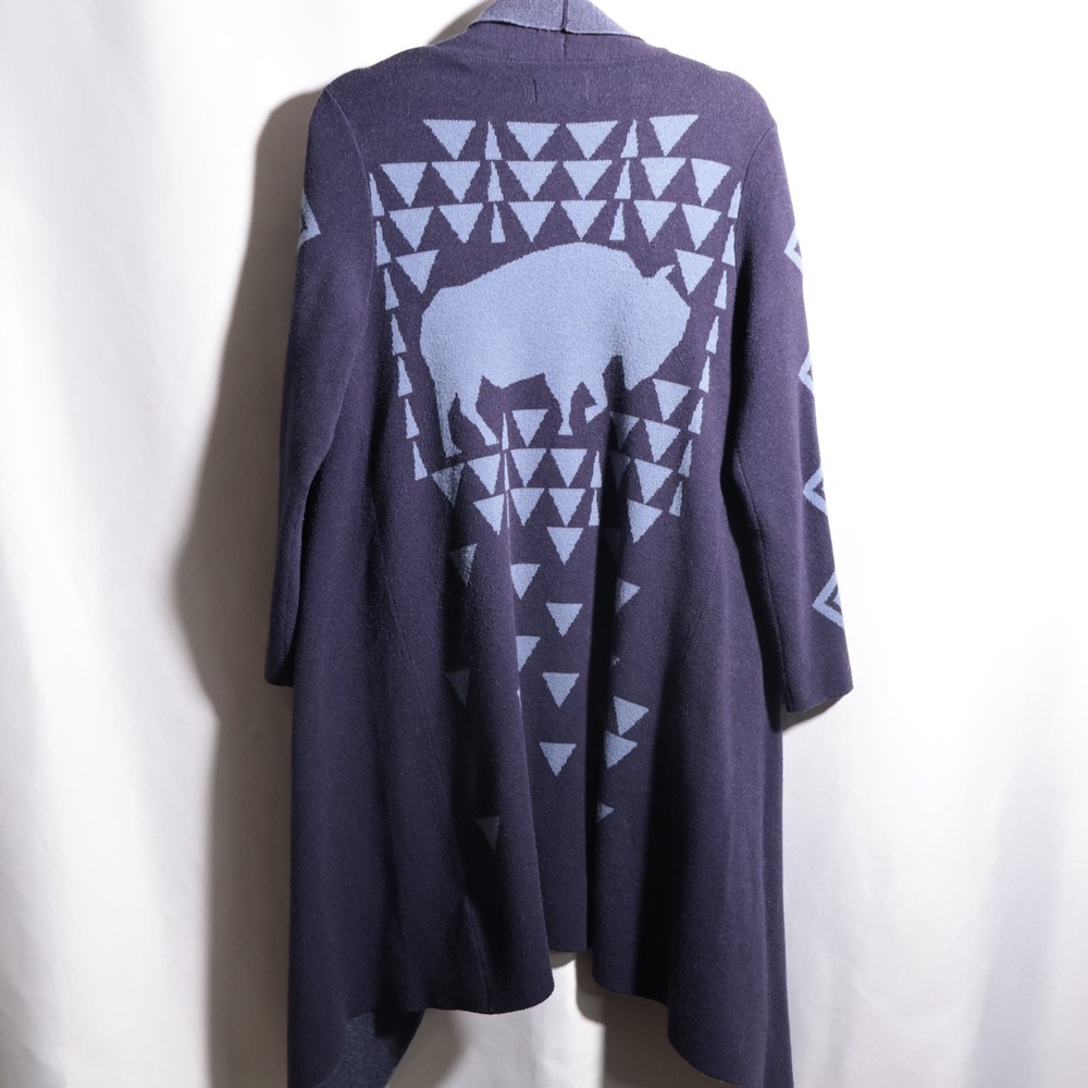 Ariat Womens Roaming‎ Cardigan Sweater Blue Buffalo Aztec Fringe 10037909 Small